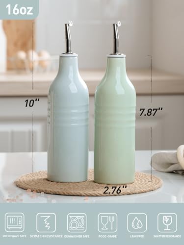 16oz Oil Dispenser Bottle (Light Blue and Light Green / 2 Pieces (Jupiter))