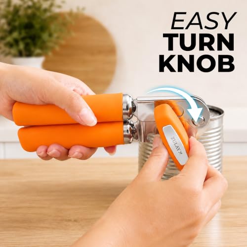 Stainless Steel Swing Open Manual Can Opener Comfortable Grip (Orange / Swing Open)