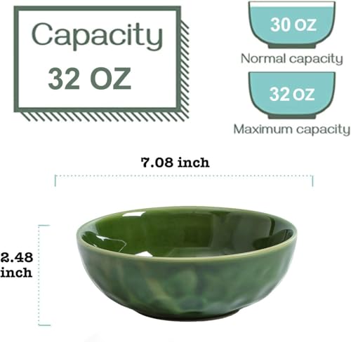 Ceramic Pasta Bowls Set (Green)