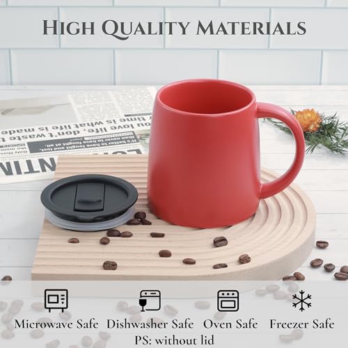 14 oz Ceramic Coffee Mug with Lid (Red)