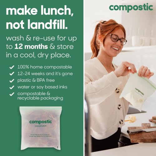 Compostable Freezer Bags (100 Count (Pack of 1) / Freezer Gallon)
