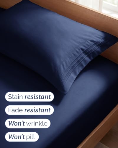Twin Size 3 Piece Sheet Set (18 - Navy Blue / Twin)