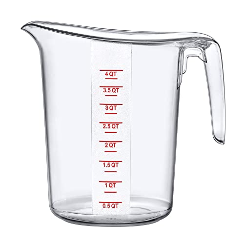 Melissa - 128-Ounce Plastic Measuring Pitcher (1-Pack), 16-Cup (4-Quart) Food-Grade Measuring Jug, Unbreakable, Stackable, Dishwasher-Safe, Great for Oil, Vinegar, Flour, and More
