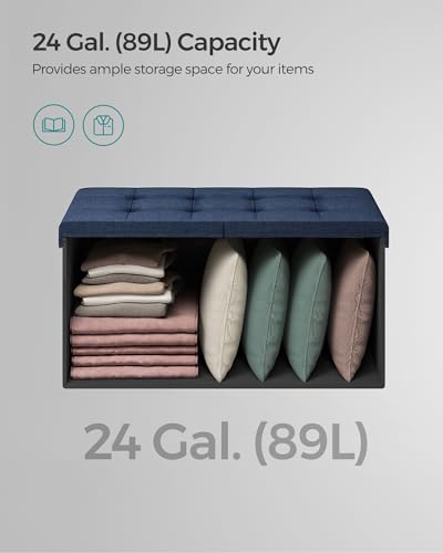 30 Inches Storage Ottoman (Midnight Blue / 15"D x 30"W x 15"H (with Flipping Lid))