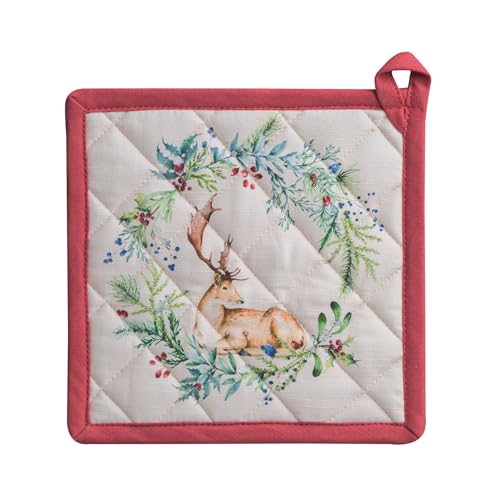Pot Holders 100% Cotton Potholders (100 - Holly Time / 8" x 8" (Pot Holder Pack of 1))
