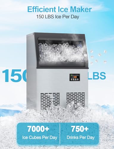 Commercial Ice Maker Machine (150lbs/24H / Commercial Ice Maker-Black)