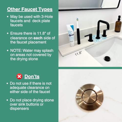 Drying Stone Faucet Tray for Kitchen Sink (White / 23.6" x 3.9")