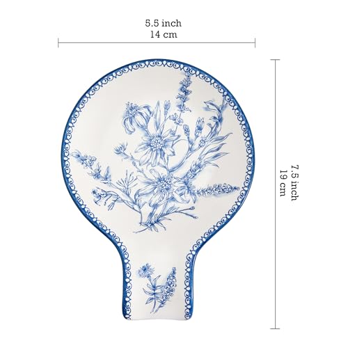 Blue Garden Toile De Jouy Spoon Rest for Stove Top (Blue Garden Toile De Jouy)