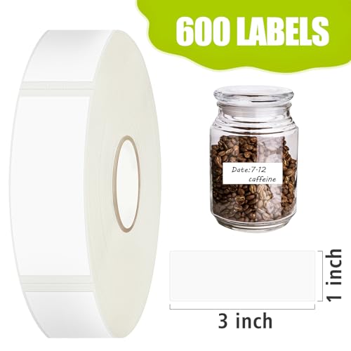 600 Blank Removable Freezer Labels with Perforation Line for Easy Distribution and Use. Waterproof and Oil (600 Pcs - 1 "x 3")