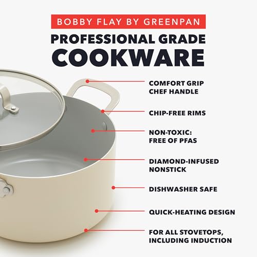 x Bobby Flay 6QT Stockpot with Glass Lid (6 Quarts / Cream)