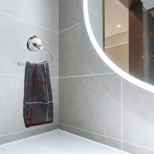 Suction Cup Hand Towel Ring Brushed Nickel Hand Towel Holder for Bathroom Wall SUS 304 Stainless Steel Kitchen Towel Hanger (Brushed Nickel - Style 1 / Style #02)
