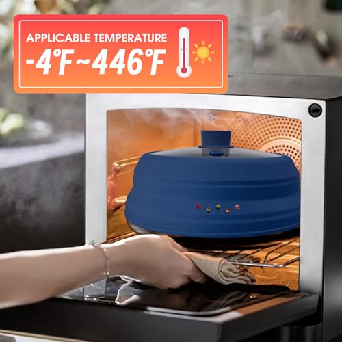 Microwave Splatter Cover Glass Microwave Cover for Food Collapsible Splatter Guard Lid with Silicone Handle for Pot Plate Bowl 11.8 Inch Blue (Blue / 11.8Inch)