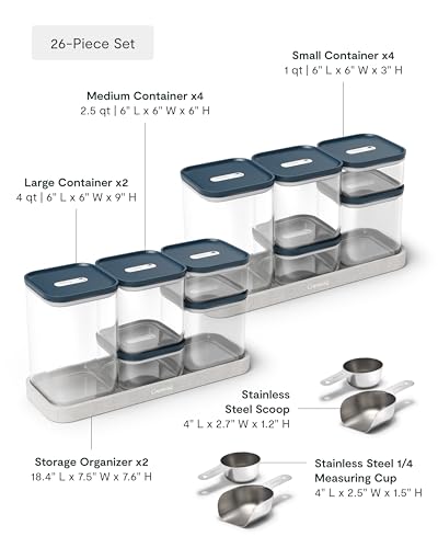 26 Piece Ultimate Airtight Glass Food Storage Containers with Lids (Navy / 26-Piece Set)