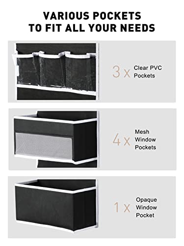 2-in-1 Over The Door Organizer for Nursery Closet Bathroom Dorm (Black / 6 Tier)