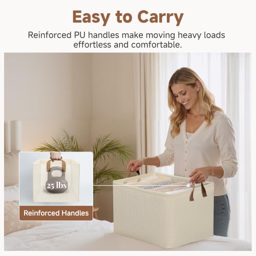 45L Closet Storage Bins (Beige（Texture） / 19" L x 13 ¼" W x 11" H)