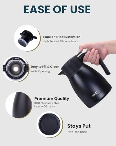 1L 34Oz Thermal Coffee Carafe (Black / 34 Ounces)