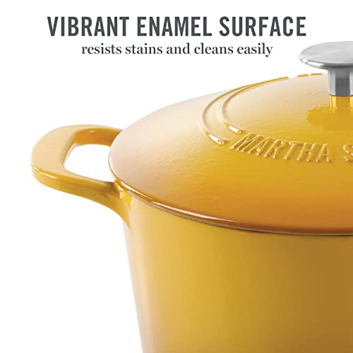 Gatwick 7 Quart Enamel Cast Iron Dutch Oven Pot with Lid (Yellow / 7-Quart)