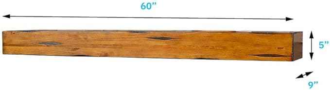 MANTELSDIRECT Breckenridge 60” Fireplace Mantel Shelf with Corbels – Rustic Floating Mantel Shelf for Over Fireplace – Chestnut - Wood Shelf for Wall – Pine Box Construction