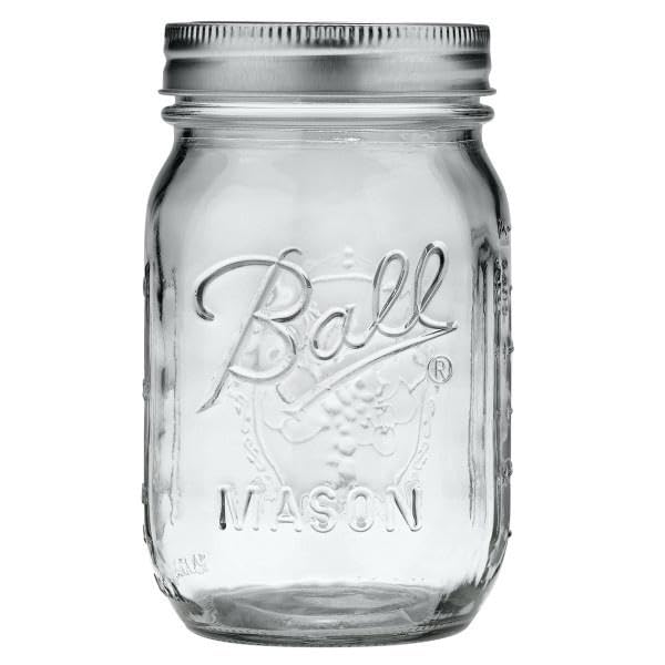 Regular Mouth Glass Mason Jars with Lids and Bands (Clear / 16 Oz (Pack of 4))
