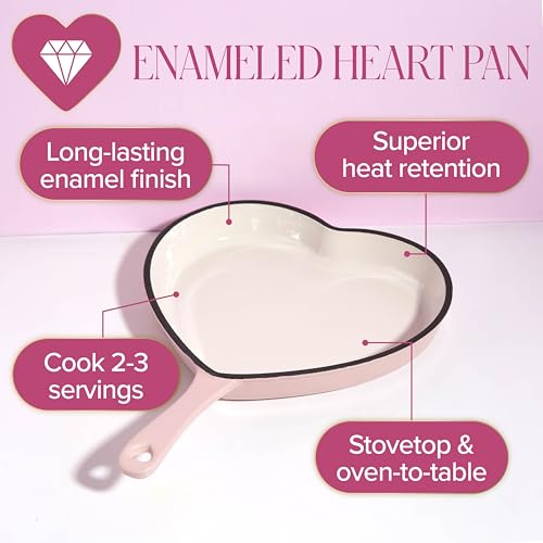 Enameled Cast Iron Heart Skillet Pan (10-Inch Skillet / Pink)