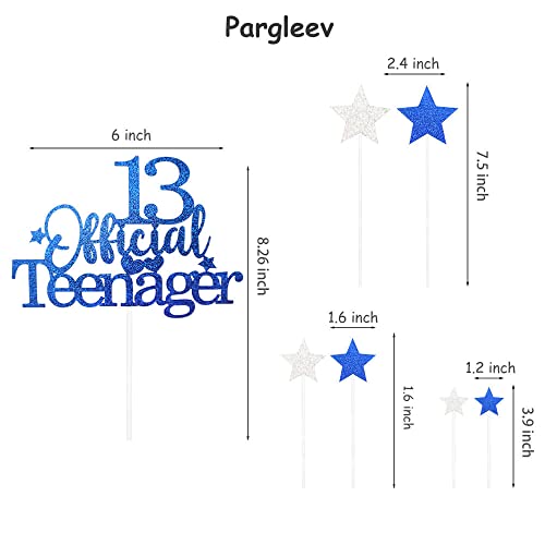 Royal Blue 13th Birthday Cake Topper with Glittery Stars (7 Count)