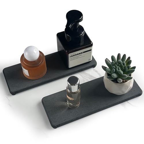 2Pcs Stone Soap Trays Water Absorbing Diatomite Coaster (Dark Gray / 8.7" x 3.2")