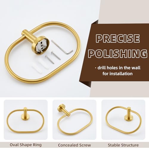 Brushed Gold Towel Ring (Oval - Brushed Gold)