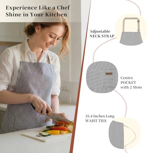 2 Pack Cooking Aprons Adjustable Bib Apron for Women with 2 Pockets (2 Count)
