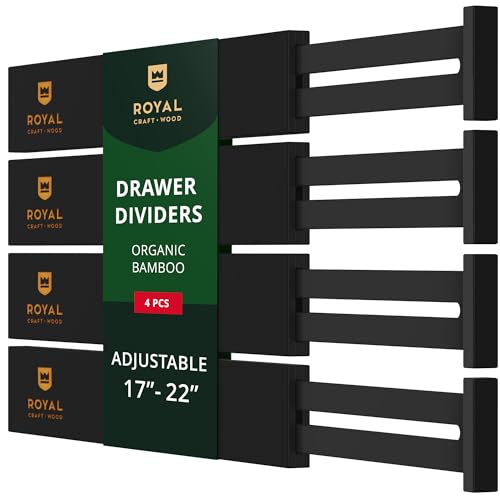 Bamboo Drawer Dividers Organizers (Large (up to 22") / Black)