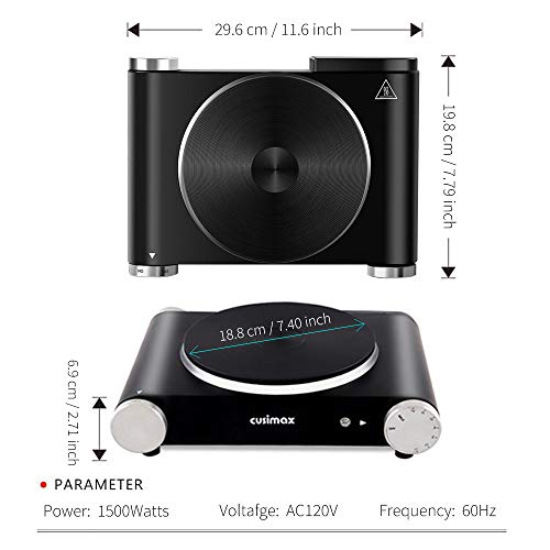 Hot Plate Electric Burner Single Burner Cast Iron hot plates for cooking Portable Burner 1500W with Adjustable Temperature Control Stainless Steel Non (Black / Single Burner)