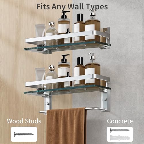 Bathroom Shelves Wall Mounted (Silver / Combo Set)