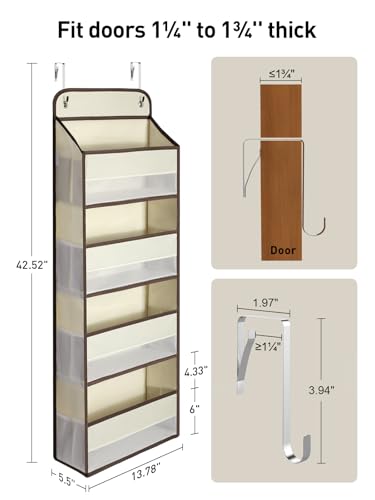 Hanging Over the Door Organizer 1 Pack (Beige / 4 Tier)
