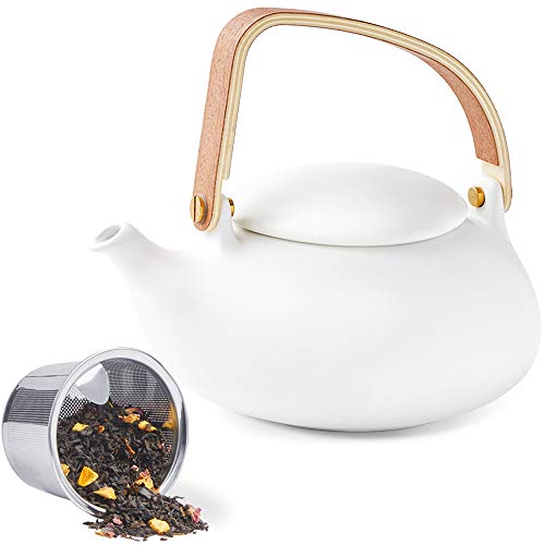 Ceramic Teapot with Infuser (01-White Teapot)