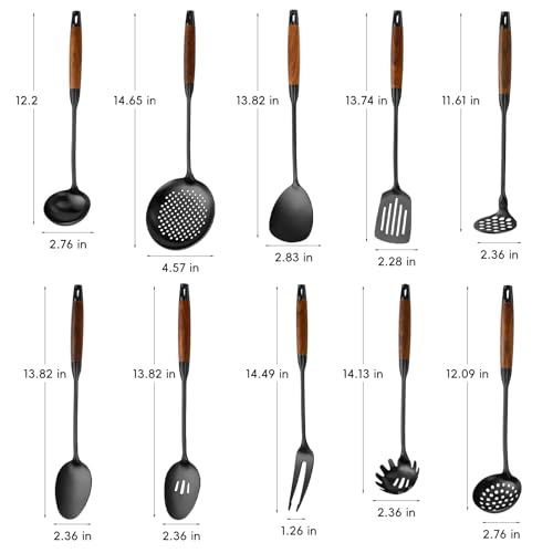 18 10 Stainless Steel Kitchen Utensils Set (Small / BLACK-10 Pieces)