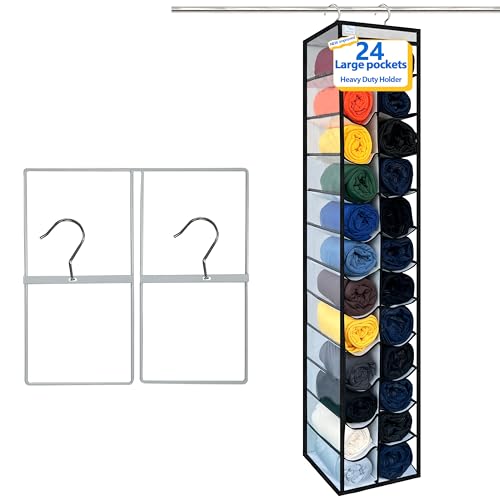 Closet Organization (White/Black / New improved-24 Pocket)