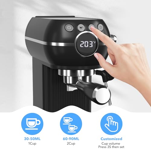 20Bar Compact Espresso Machine with Milk Frother (Black)