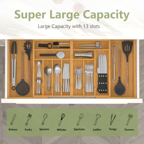 Extra Large Silverware Drawer Organizer (Natural / XXXXL(22-37''W x 16.5''D))