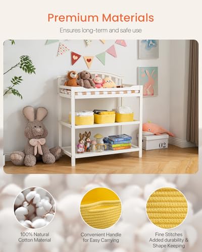 Small Woven Storage Basket for Organizing (Yellow / 12"L x 8"W x 4.5"H)