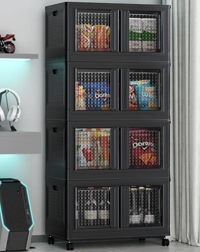 400Qt Stackable Storage Bins with Lids (Black / 100 GAL)