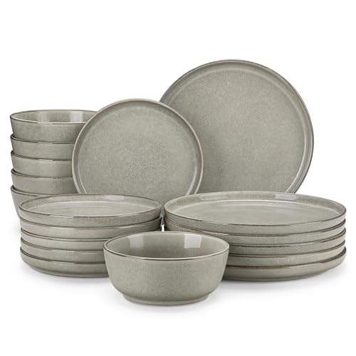 ANYA 18 Pieces Plates and Bowls Set (Stone Gray / 18 Pcs (Service for 6))