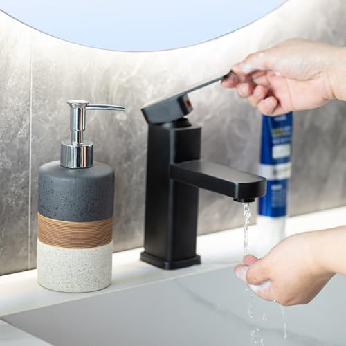 Ceramic Dish Soap Dispenser for Kitchen (Black and White / 1xSoap Dispenser)