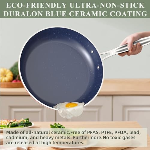 Healthy Duralon Blue Ceramic Nonstick Cookware Set (Metallic Rustic Copper / 12pc Cookware Set / Cookware Set)