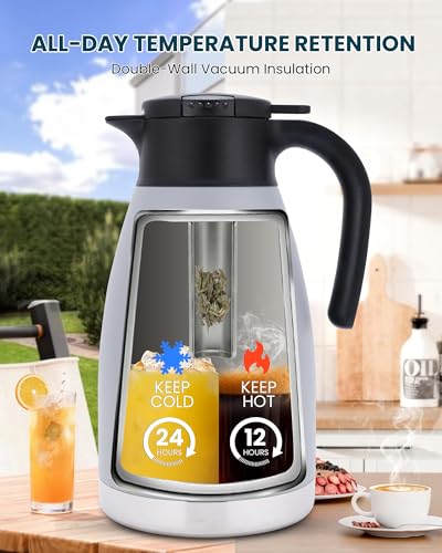 74oz Large Thermal Coffee Carafe with Infuser (Gray / 74.4 Ounces)