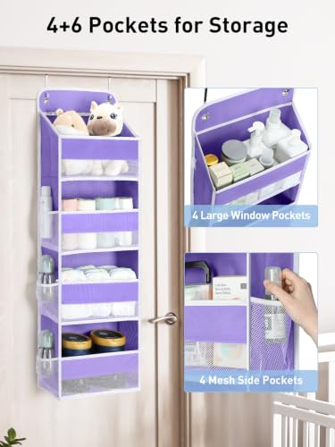 Over the Door Organizer forNursery Closet 35.2lbs Load Purple 4 Tier (Purple / 4 Tier)