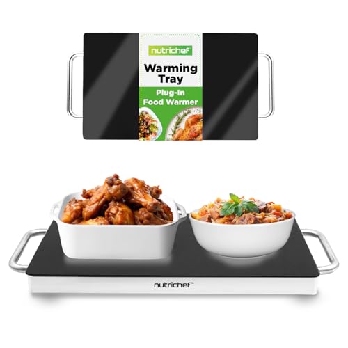 Electric Hot Plate Tray Dish Warmer with Black Glass Top (14.5 x 8.6 inches)