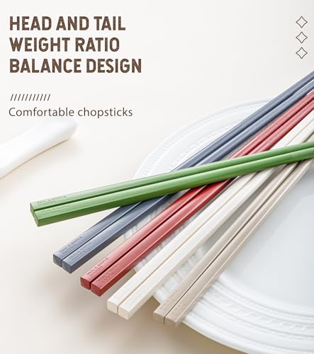 10 Pairs Fiberglass Chopsticks Reusable Set (Style 5 - 10 Pairs - Color Mix)