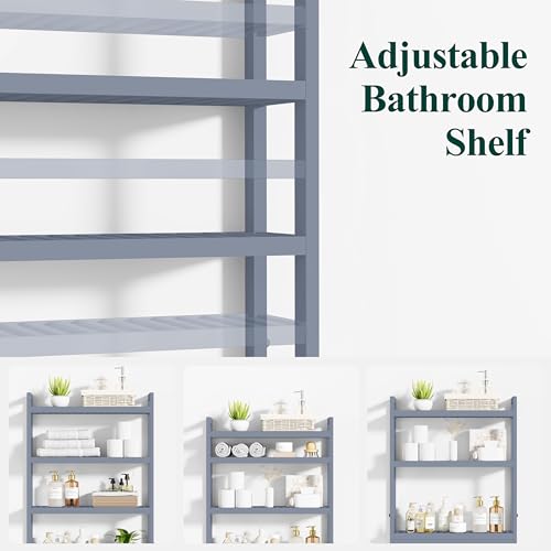 Bamboo Over The Toilet Storage Cabinet (Grey / 4 Tiers (72.8"H))