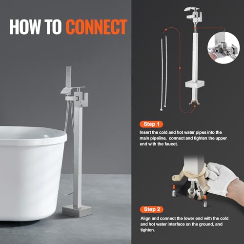 Freestanding Bathtub Faucet (Waterfall / Brushed Nickel)