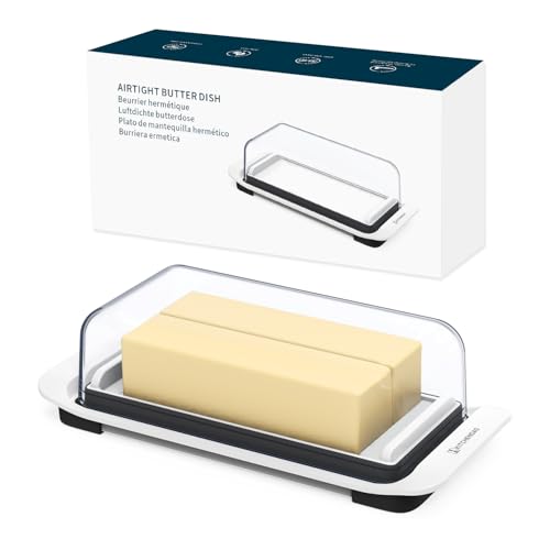 Large Airtight Butter Dish with Lid for Countertop and Fridge