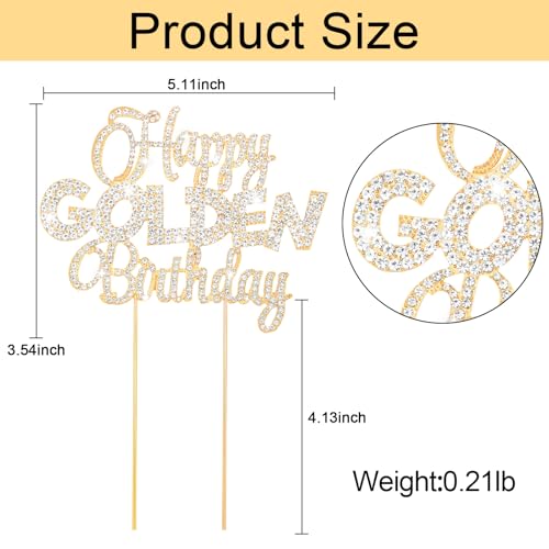 Happy Golden Birthday Cake Topper Rhinestones Golden Birthday Cake Toppers (Happy Golden Birthday- Gold)